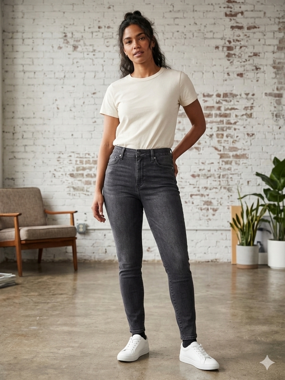 GAP High-Rise Skinny Jeans in Washed Black